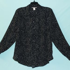 Black Polka Dot Long Sleeve Blouse